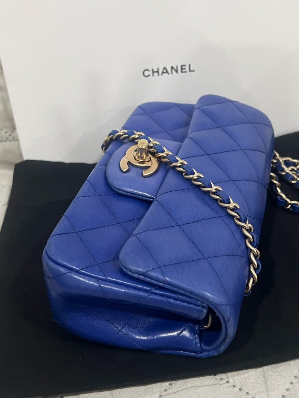 💙💙Chanel Quilted Lambskin Extra Mini Rectangular Flap Bag - Picture 9 of 12